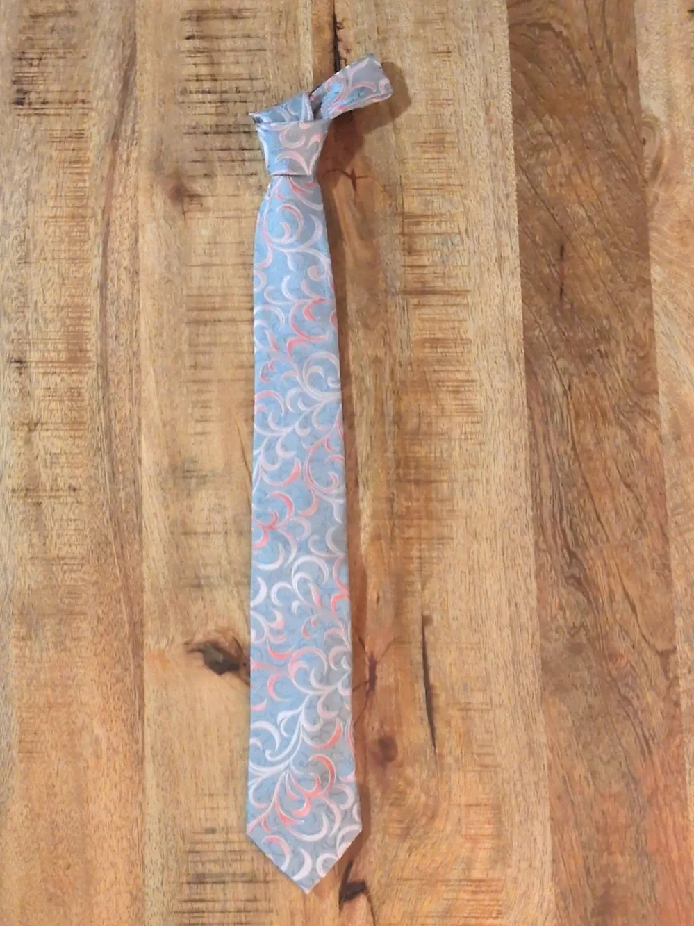 Alfani Light Blue Tie with Pink and White Swirl Design